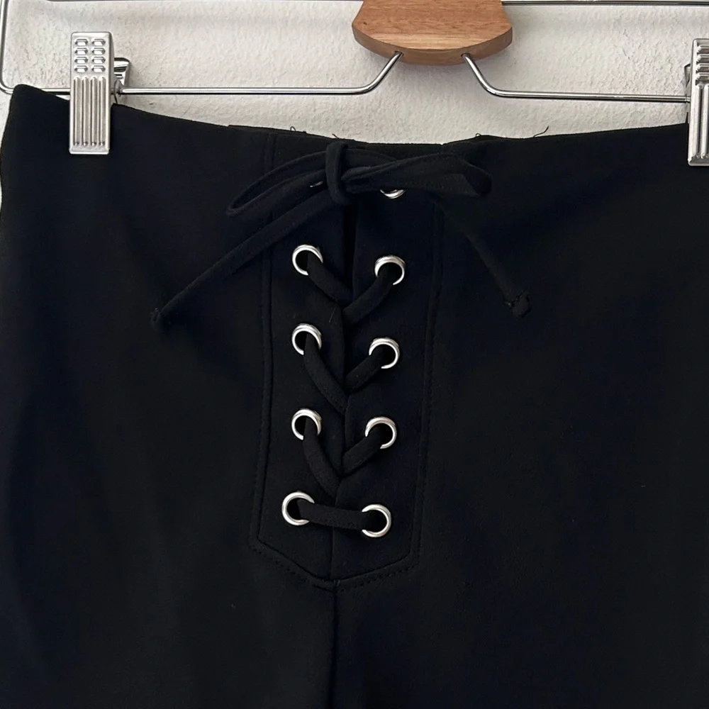 Y2K Charlotte Russe XS Black Lace-Up High Waist Shorts Stretch